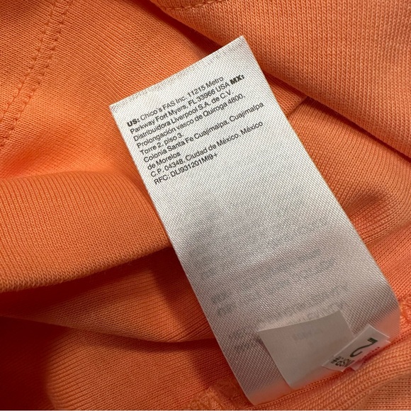 Chico's Pima Cotton Bateau Neck Tee Shirt Sunset Peach Women’s Size 2 LARGE NWT - Picture 9 of 15